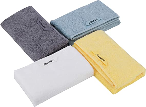 SEMAXE Towel Hand Towels for Bathroom, Absorbent and Soft Long-Staple Cotton Hand Towel Set,Hotel & Spa Quality Towels(Four Colors, 4 Hand Towels)