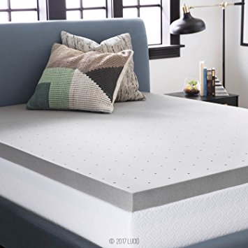 LUCID 3 Inch Bamboo Charcoal Memory Foam Mattress Topper - Twin