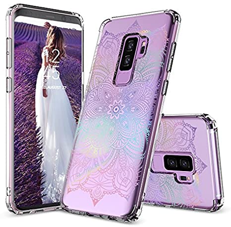 MOSNOVO Galaxy S9 Plus Case, Galaxy S9 Plus Clear Case, Gradient Rainbow Henna Mandala Clear Design Transparent Plastic Case with TPU Bumper Protective Case Cover for Samsung Galaxy S9 Plus (2018)