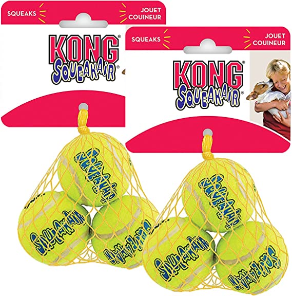 (X-Small, Yellow) - KONG Air Dog Squeakair Dog Toy Tennis Balls, X-Small, 6-Balls