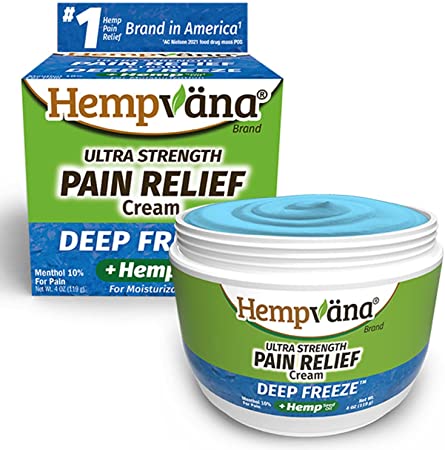 Hempvana Deep Freeze As Seen On TV ICY-Cold Cream,Fast Relief to Target Swelling,Inflammation,Bruising,and More,Formulated with Menthol 10% and 100% Cold-Pressed Hemp Seed Oil,Mess-Free,4-oz,Blue