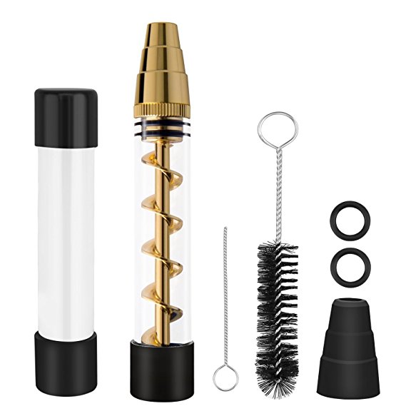 Grinder Blunt - Come with 2 Pyrex Glass bottles, 4 x O-Rings, 3 x Rubber Caps, 1x Small Cleaning Brush,1x Big Cleaning Brush For Tobacco, Dry Herbs,Tea, Herb Leaves And Spices (Gold (Style 1))