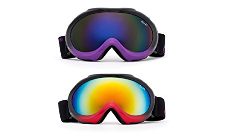 Cloud 9 - Kids Boys and Girls Snow Goggles "Shifty" Anti-Fog Dual Lens UV400 Snowboarding Popular Colors (1 Pair Only)