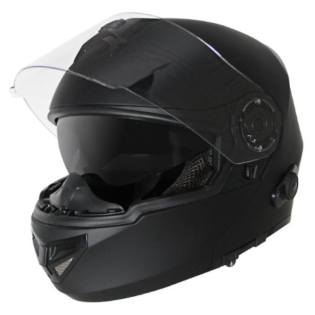 Hawk HX-27025 Series Flat Black Modular Bluetooth Helmet - Medium