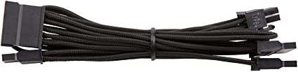 Corsair CP-8920186 Premium Individually Sleeved SATA Cable, Black, for Corsair PSUs