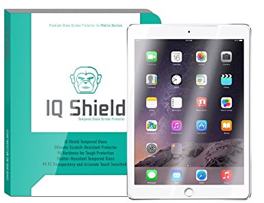 Apple iPad Screen Protector, IQ Shield Tempered Ballistic Glass Screen Protector for iPad 2017 (iPro 9.7",Air 2,Air) 99.9% Transparent HD and Anti-Bubble Shield