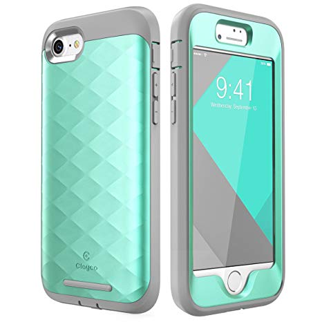 iPhone 8 Case, Clayco [Hera Series] Full-Body Rugged Case with Built-in Screen Protector Compatible with Apple iPhone 7 2016 / iPhone 8 2017 (MintGreen)