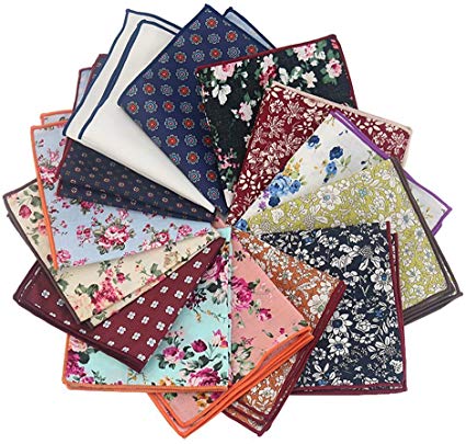 Mantieqingway Men's Cotton Floral Handkerchief