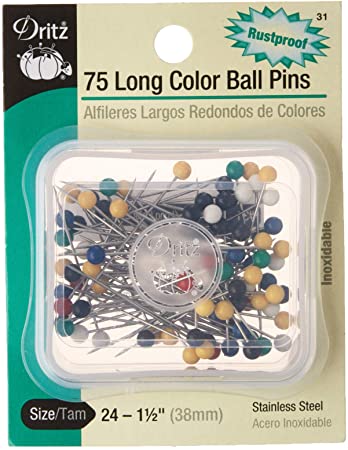 Dritz 31 Color Ball Pins, Long, 1-1/2-Inch (75-Count)
