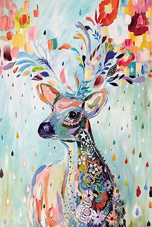 Agirlgle Wood Jigsaw Puzzles 1000 Pieces for Adults, 1000 Pieces Jigsaw Puzzles-Flower Deer,Every Piece is Made of Basswood,Softclick Technology Means Pieces Fit Together Perfectly