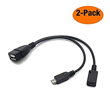 AuviPal 2-in-1 Fire Bridge Cable (OTG Cable   Power Cable) for Fire TV Stick (2nd Generation), Fire TV Cube, Fire Tablet, Raspberry PI, NES Classic, N64, Android Devices and More - 2 Pack