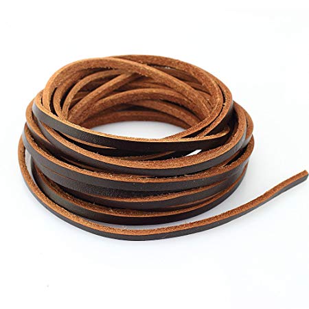 LolliBeads Heavy Duty Strong 4 mm Genuine Leather Cord Braiding String for Jewelry Making Craft DIY Assorted Color Dark Brown 5 Meters (5  Yards)