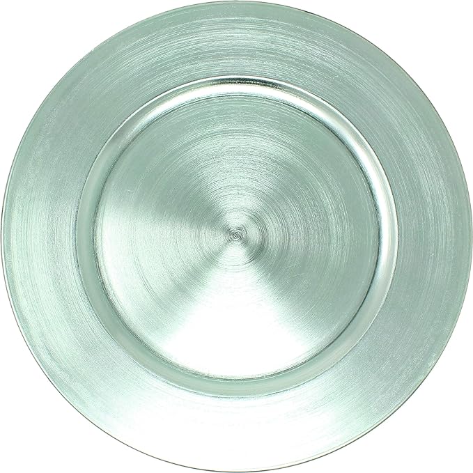 Metallic Foil Charger Plates - Set of 6 - Made of Thick Plastic - Mint Green