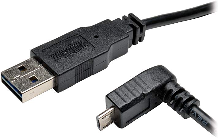 TRIPP LITE 6-Feet USB 2.0 Universal Reversible Cable A to Down Angle 5-Pin Micro B, Black (UR050-006-DNB)