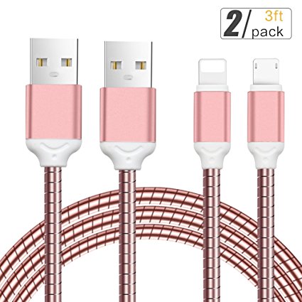 YoFeW 2 in 1 Lightning Cable and Micro USB Cable All-Metal Sync and Charging Cable Cord for iPhone and Android Devices