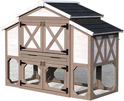 zoovilla Country Style Chicken Coop Metal Nest Box with Asphalt Roof Panels