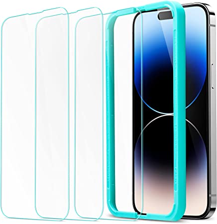 ESR Tempered-Glass Screen Protector Compatible with iPhone 14 Pro, with Easy Installation Frame, Military-Grade Protection, Ultra Tough, Scratch Resistant, 3 Pack