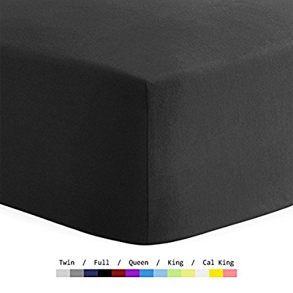 Prime Deep Pocket Fitted Sheet - Brushed Velvety Microfiber - Breathable, Extra Soft and Comfortable - Winkle, Fade, Stain Resistant (Black, Queen)