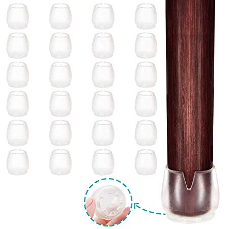 MelonBoat Chair Leg Floor Protectors, Non-Slip Chair Caps Floor Furniture, B-RD027, 24 Pack, Fit Round 1 inch to 1-3/16 inches (2.5-3.0cm)