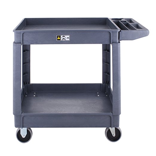 VEVOR Plastic Utility Cart 2 Shelves Capacity Service Cart 550 lb Capacity Heavy Duty Plastic Standard Service Cart 33" Width (2 Utility Cart)