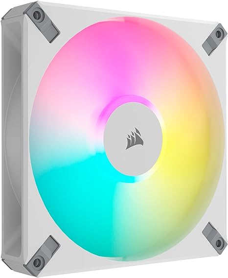 Corsair iCUE AF140 RGB Elite 140mm PWM Fan - Eight RGB LEDs - AirGuide Technology - Fluid Dynamic Bearing - Zero RPM Fan Mode - CORSAIR iCUE Software Compatible - White