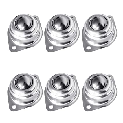 [Set of 6] Dorhea Ball Transfer 1" Universal Rotation Caster Roller Bearings Screw Mounted Round Ball Bearings Two-Hole Flange Mounted - 1inch