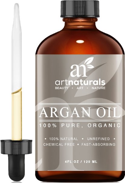 Art Naturals Organic Argan Oil for Hair, Face & Skin 4 oz - 100% Pure Grade A Triple Extra Virgin Cold Pressed From The kernels of the Moroccan Argan Tree - The Anti Aging, Anti Wrinkle Beauty Secret