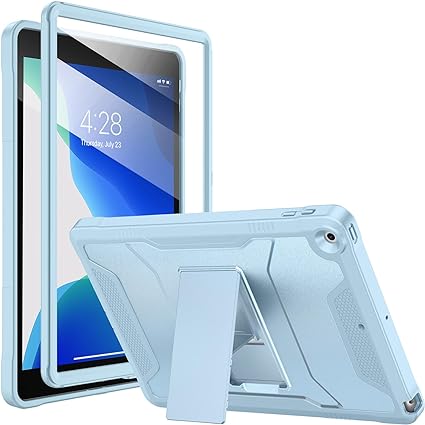 Soke Case for iPad 9th/8th/7th Generation 10.2-Inch (2021/2020/2019 Release), with Built-in Screen Protector and Kickstand, Rugged Full Body Protective Cover for Apple iPad 10.2 Inch - Ice Blue