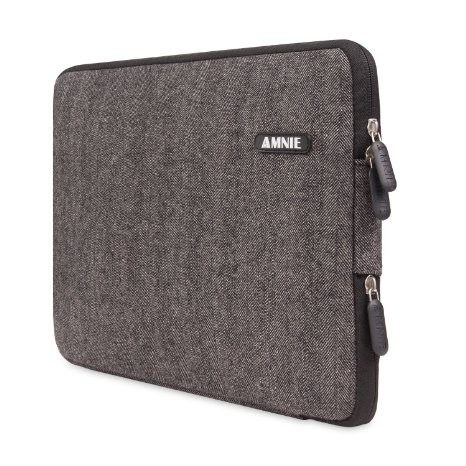 [Best Portable Laptop Sleeve Ever] AMNIE Herringbone Woollen Water-resistant 13-13.3 Inch Laptop Sleeve Case Bag/ Notebook Computer Case / Briefcase Carrying Bag / Ultrabook Laptop Tablet Bag Case / Pouch Cover / Skin Cover, Black