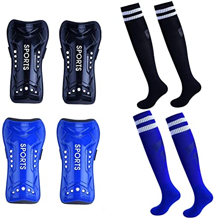 cGy Soccer Shin Guards, 2 Pair Youth Soccer Shin Pads, Breathable and Lightweight Child Calf Protective Gear Soccer Equipment for 3-15 Years Old Boys Girls Toddler Kids Teenagers