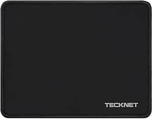 TECKNET Mouse Pad 270 x 210 x 3 mm with Anti-fray Stitchin, Waterproof Surface & Non-Slip Rubber Base with Stitched Edges Gaming Mouse Mat for Laptop，Compatible with Laser and Optical Mice - Black