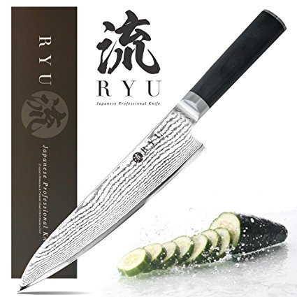 GOUGIRI VG10 Gyuto Japanese Chefs Knife 8-Inch Ryu-Knives Premium Series Japanese Best Quality VG10 Steel with 33 Layers Damascus Blade, Premium Packaging