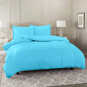 Nestl Bedding Duvet Cover 3 Piece Set – Ultra Soft Double Brushed Microfiber Hotel Collection – Comforter Cover with Button Closure and 2 Pillow Shams, Beach Blue - King 90"x104"