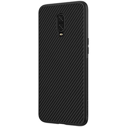 Oneplus 6T Case, Nillkin Carbon Fiber Premium Bumper Slim Case Back Cover [Compatible with Magnetic Phone Holder] for Oneplus 6T - Black
