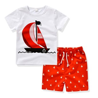 AJia® Kids 2 Piece Short Sleeve Shirt and Shorts for 1 to 5 Years Olds Little Boy