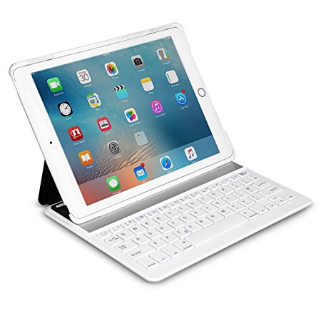 Inateck iPad Air 2,iPad Pro 9.7 Inch Keyboard Cover with Intelligent Switch and Multi-Angle Stand ,White