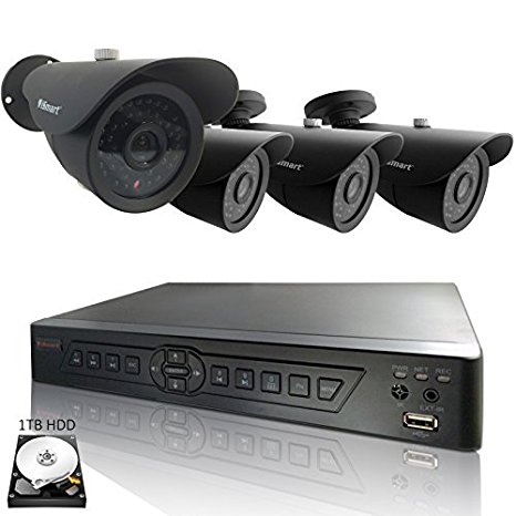 Smart 8 Channel H.264 CCTV Security Surveillance HDMI Motion Recording DVR with 500GB HDD & 4 CMOS Outdoor Weatherproof IR Night Vision Bullet 700TVL Cameras (D6108DH   500   C1011DP7x4)