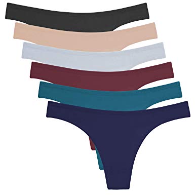 ANZERMIX Women's Breathable Cotton Thong Panties Pack of 6