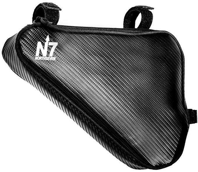 northseven Carbon Triangle Frame Bag - 100% Waterproof & Lightweight for MTB and Road Cycling | Adjustable Non-Scratch Velcro Design | Holds Large Cell Phones, Wallets, Gels, Tools and More!
