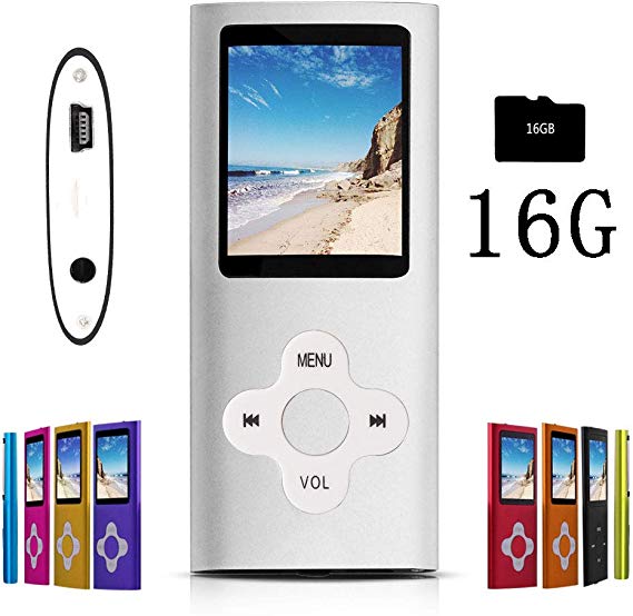 G.G.Martinsen White on Silver Versatile MP3/MP4 Player with a Micro SD Card, Support Photo Viewer, Mini USB Port 1.8 LCD, Digital MP3 Player, MP4 Player, Video/Media/Music Player