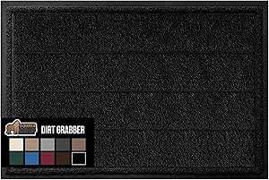 Gorilla Grip Dirt Grabber Mesh Door Mat, Low-Profile, Stain and Fade Resistant Heavy Duty Quick Dry Striped Doormat, Mats for Indoor or Outdoor Entry, Shoe Scraper, Garage Entrance Mat, 35x23, Black