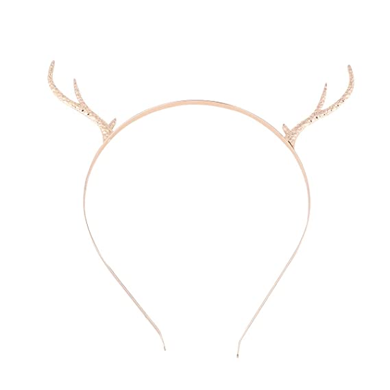 LEORX Metal Antler Headband Simple Gold Deer Horn Hair Hoop Christmas Party Hair Accessories for Women Girls (Style 2)