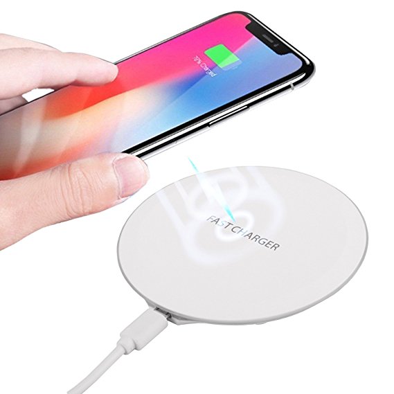 Wireless Charger,KUPPET 10W Fast Speed Charging for iPhone X/8/8 Plus Slim Qi Wireless Charger Samsung Galaxy S9/9 /S8/S8 , With Quick Charge 2.1 AC Adapter Included