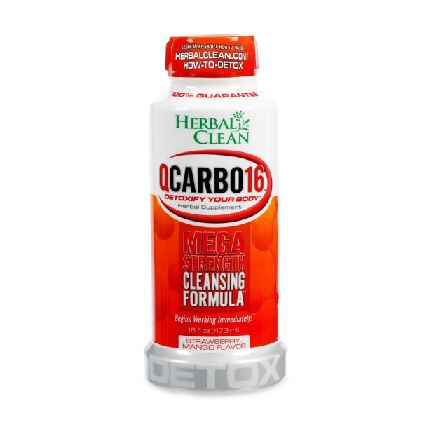 Herbal Clean QCarbo16 Strawberry Mango, 16 Fluid Ounce Mega Strength Cleansing Formula