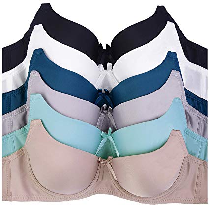 Women's Basic Plain Bras (Packs of 6) - Various Styles