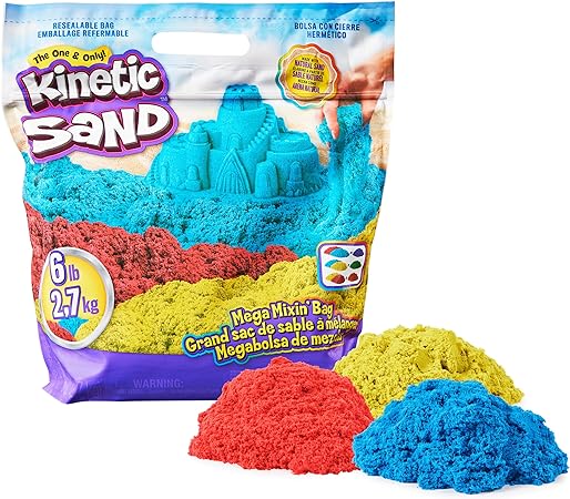 Kinetic Sand, 6lb Mega Mixin’ Bag with Red, Yellow and Blue Play Sand (Amazon Exclusive), Sensory Toys for Kids Ages 3 and up