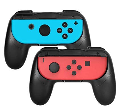 Grip kit for Nintendo Switch Joy-Con Controllers,Wear-Resistant Joy-con Handle for Nintendo Switch,2Pack (Black/Black)