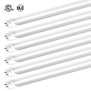 SHINE HAI T8 LED Tube Light, 4ft, Dual-End Powered, G13, Works with and without T8 ballast, 22W (48W Equivalent),4000K Neutral White, Instant On, UL-Listed & DLC-Qualified, 6-pack