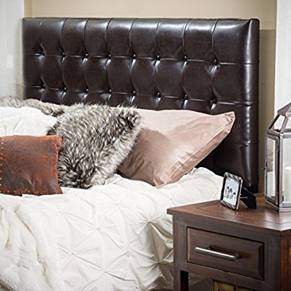 Lansing King to Cal King Adjustable Brown Tufted Leather Headboard
