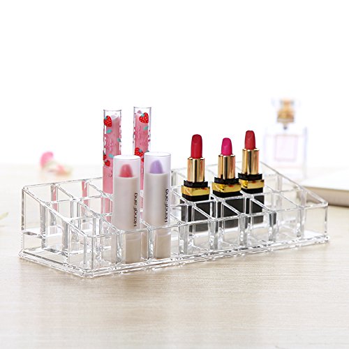 Cq acrylic 24 Grid Lip Gloss Organizer with Display and Lipstick Holder,8.9x3.7x2inch,pack of 1